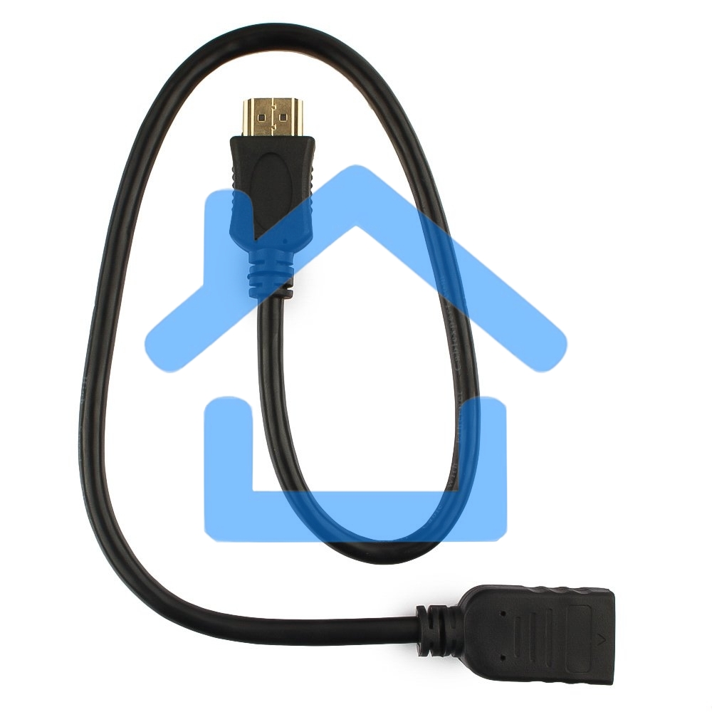 Кабель-удлинитель HDMI Cablexpert CC-HDMI4X-0.5M, 19M/19F, v2.0, позол.разъемы, экран, 0.5м, черный, пакет