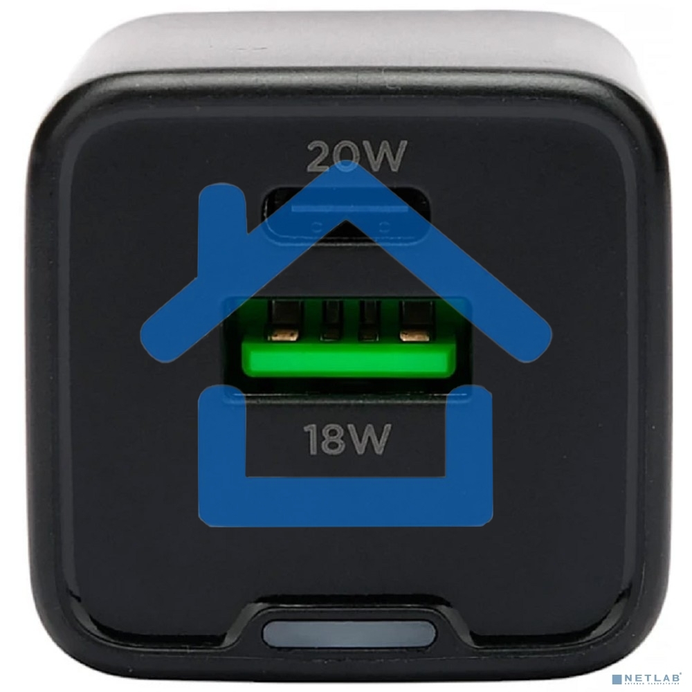 Зарядное устройство Cablexpert MP3A-PC-62, 20Вт GaN, 3А, QC4.0/PD, 1xUSB, 1xType-C, черный, пакет
