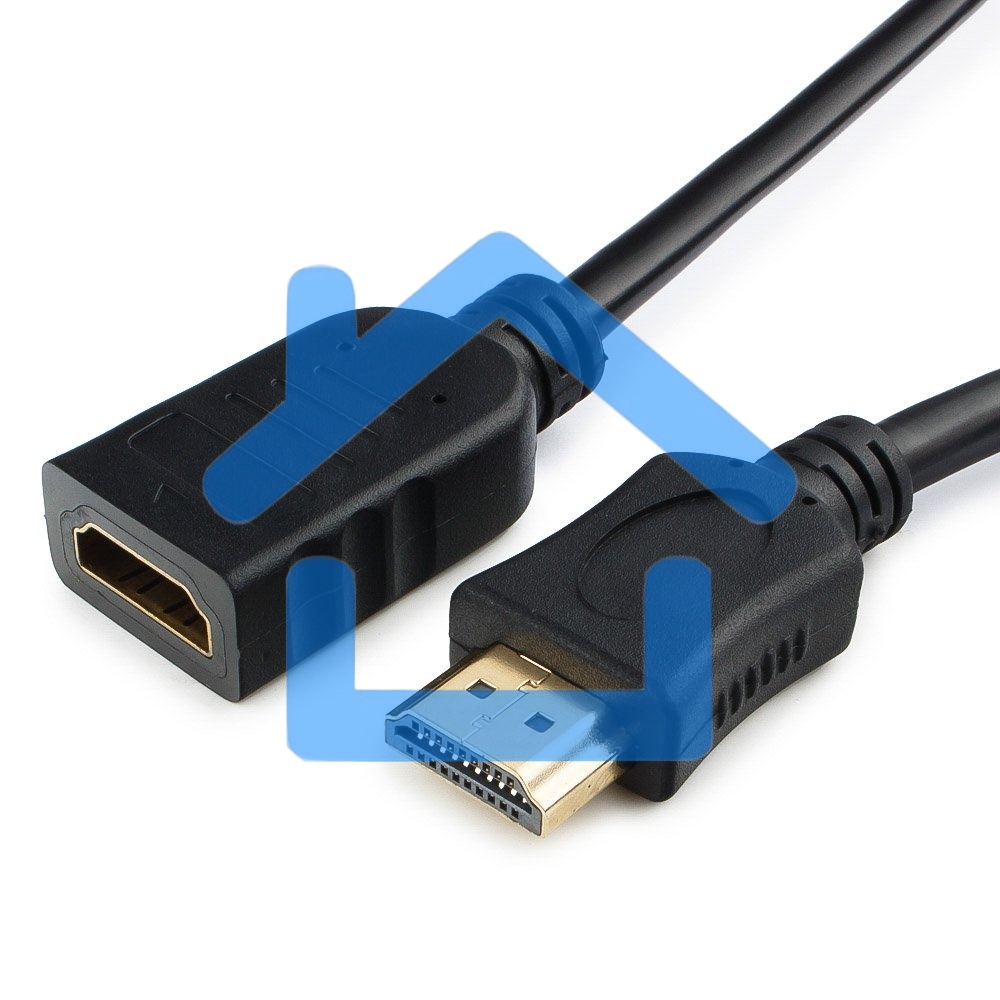 Кабель-удлинитель HDMI Cablexpert CC-HDMI4X-0.5M, 19M/19F, v2.0, позол.разъемы, экран, 0.5м, черный, пакет