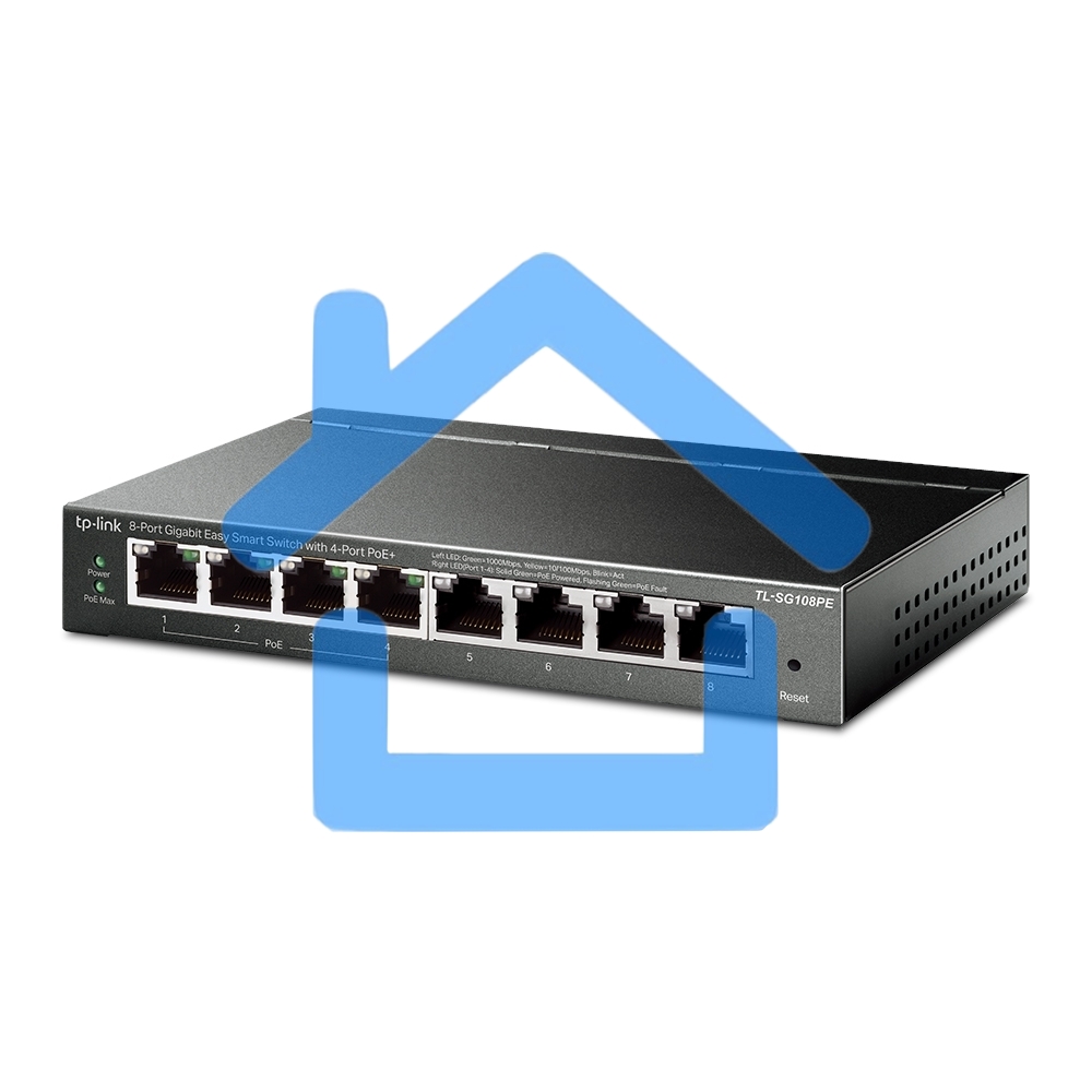 Коммутатор TP-Link SMB TL-SG108PE Easy Smart гигабитный 8-портовый коммутатор с 4 портами PoE
