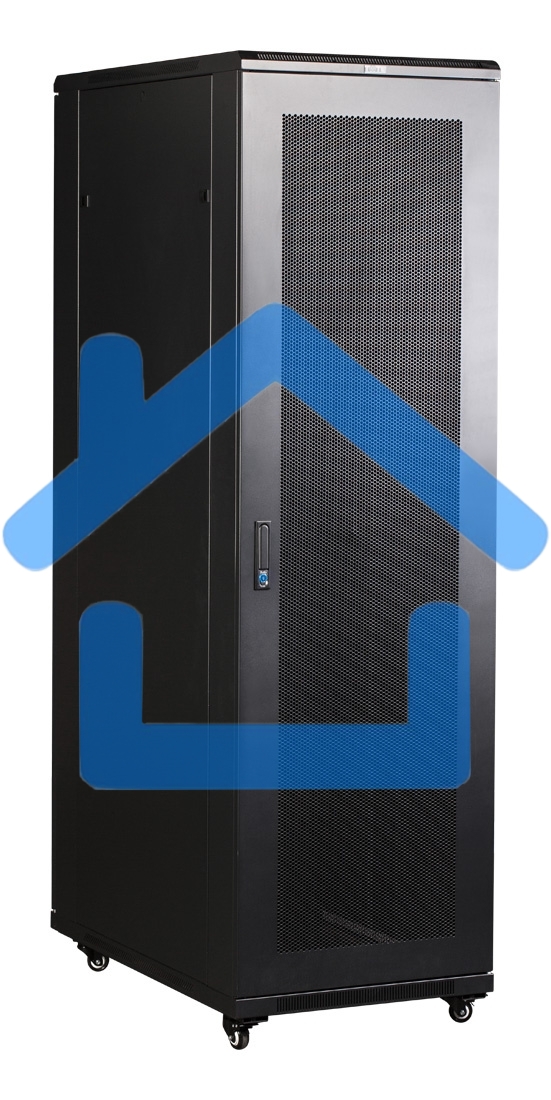 Шкаф серверный Lanmaster (TWT-CBB-42U-8X10-G1) напольный 42U 800x1000мм пер.дв.стекл задн.дв.двуст. 2 бок.пан. 800кг черный IP20