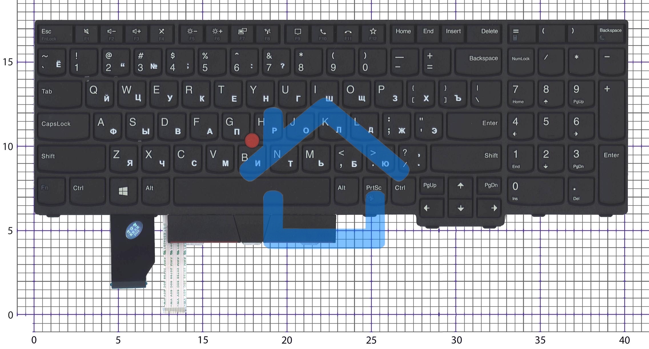 Клавиатура для ноутбука Lenovo Thinkpad T15p P15v черная