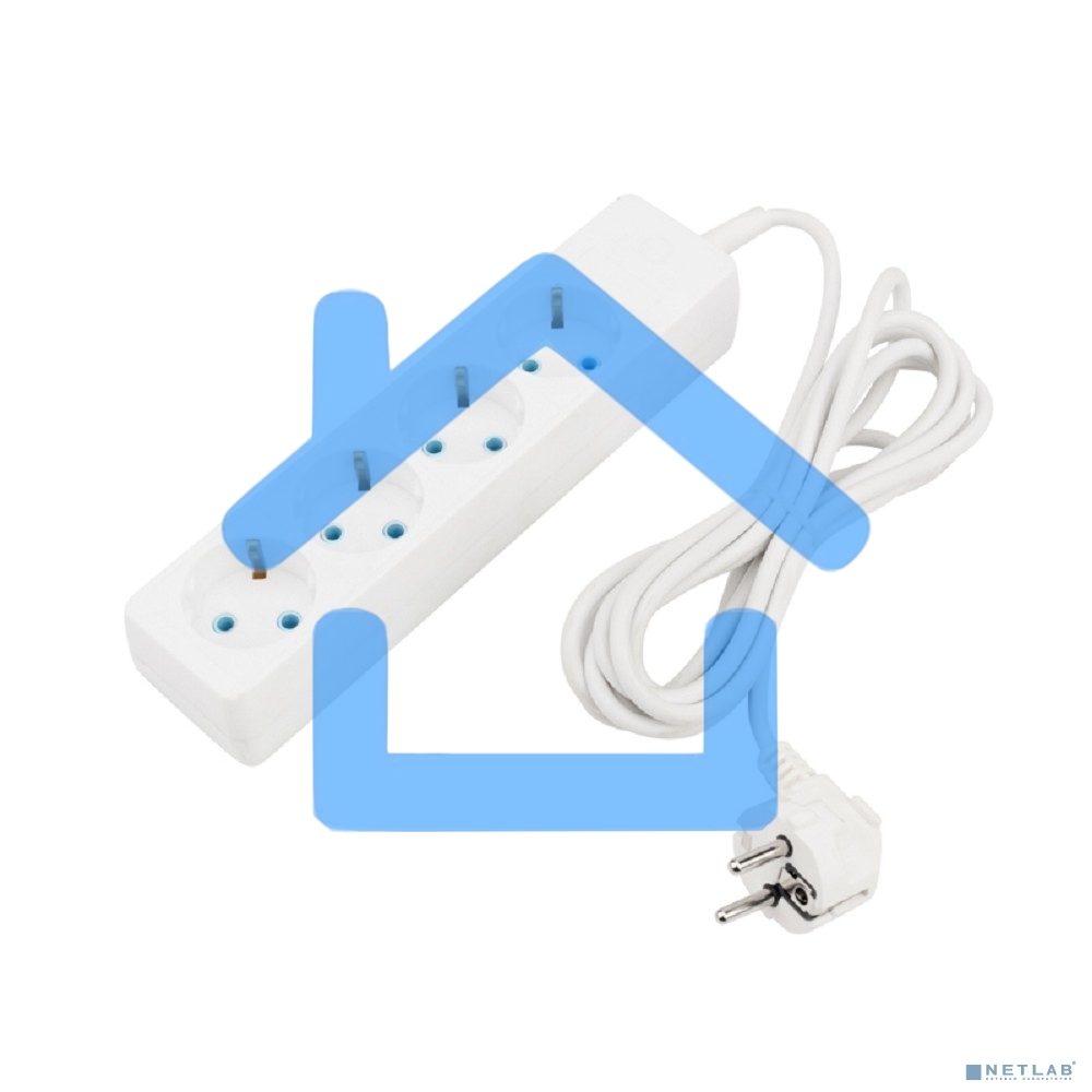 Удлинитель PROconnect 4 гнезда, 3 м, 3х0.75 мм², с/з, белый