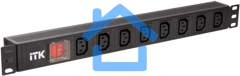 Блок розеток 8 мест PDU 19дюймов IEC320 C13 PH12-8C133 с LED выкл. алюм. профиль1U вход C14 без шнура ITK PH12-8C133