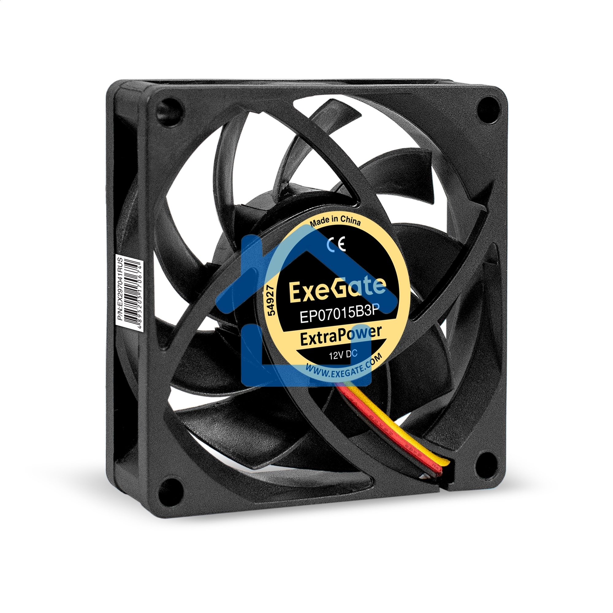 Вентилятор для корпуса ExeGate ExtraPower EP07015B3P черный, 70 мм, 3100 об/мин, 28 дБ, 3 pin