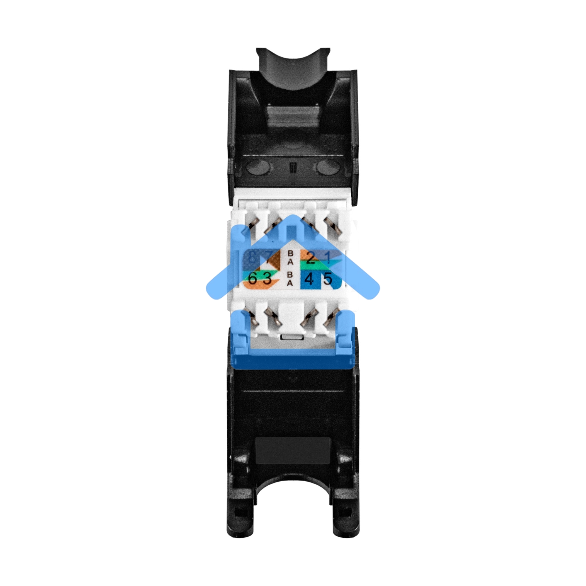 Модуль-вставка Keystone Jack RJ-45 ExeGate KJ-8P8C-U-C5e-180-TL (Кат.5e, неэкранированная, 180 градусов, IDC Toolless (без инструмента))