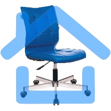 Кресло компьютерное Бюрократ CH-330M/OR-03 без подлокотников, синий, искусственная кожа, крестовина металл