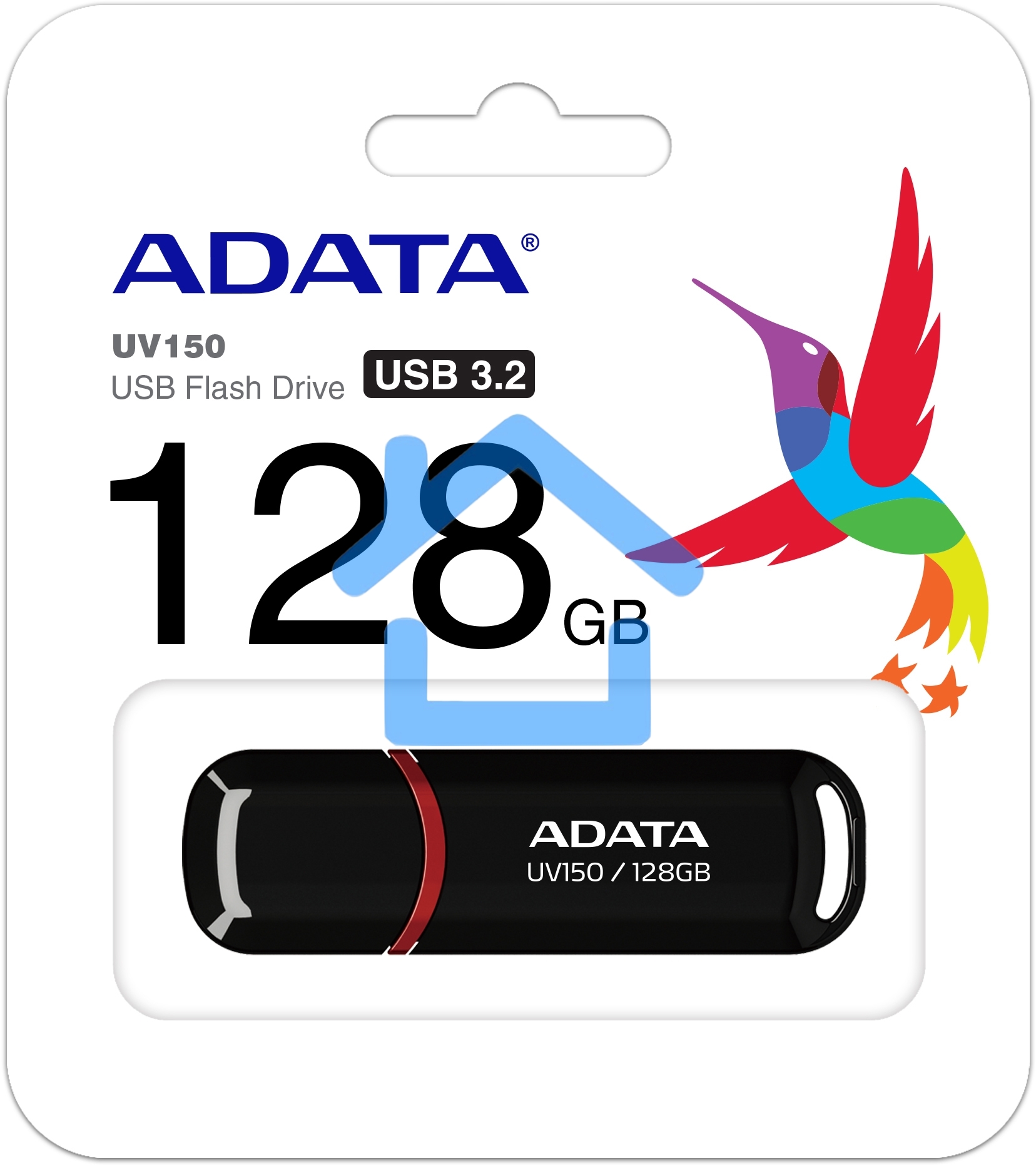 Флешка USB ADATA UV150 (AUV150-128G-RBK), 128Gb, USB 3.0, R/W 100/30, черный