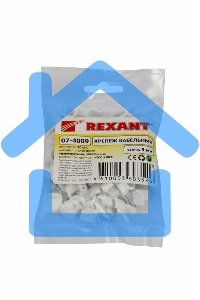 Крепеж кабеля круглый 9 мм, белый (упак. 50 шт) Rexant