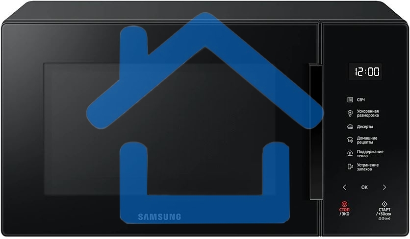 Микроволновая печь Samsung MS23T5018AK/BW черный, 23 л, 800 Вт, переключатели - сенсор