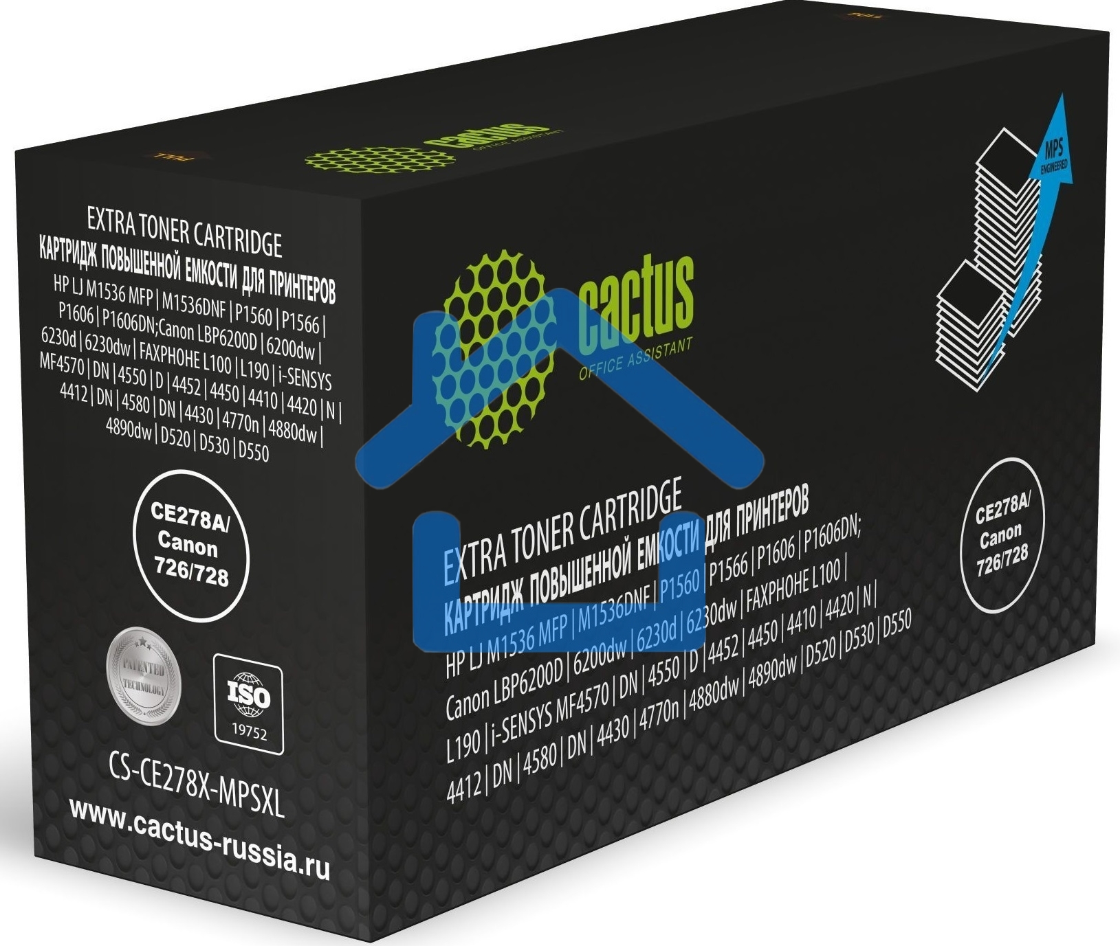 Картридж лазерный Cactus CS-CE278X-MPSXL CE278A/Canon 726/728 черный (8000стр.) для HP LJ M1536 MFP/M1536DNF/P1560/P1566/P1606/P1606DN;Canon LBP6200D/6200dw/6230d/6230dw/FAXPHOHE L100/L190/i-SENSYS MF4570/DN/4550/D/4452/4450/4410/4420/N/4412/DN/4580/DN/44