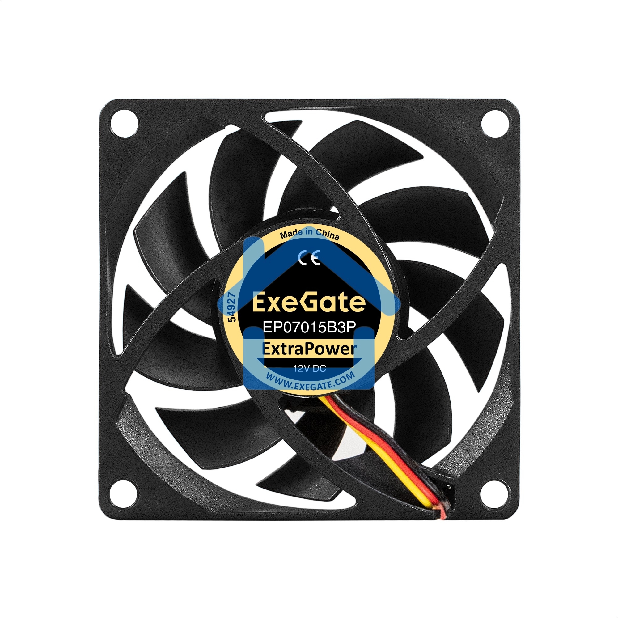 Вентилятор для корпуса ExeGate ExtraPower EP07015B3P черный, 70 мм, 3100 об/мин, 28 дБ, 3 pin