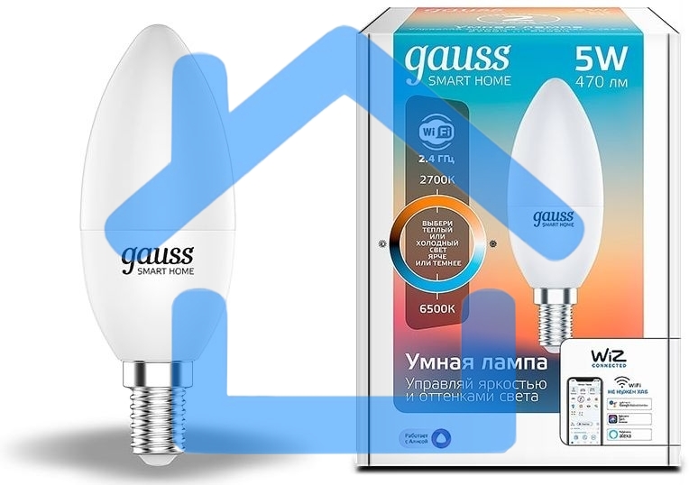 Лампа Светодиодная Gauss Smart Home DIM CCT E14 C37 5 Вт