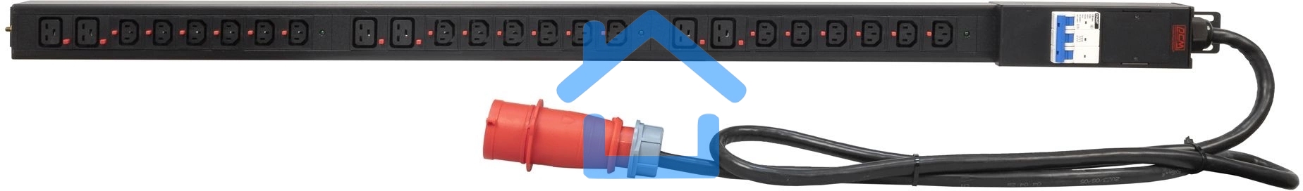 Блок распределения питания Powercom PDU-32AV24-18C3-6C9-3P верт.размещ. 18xC13 6xC19 3x32A IEC 60309 2м