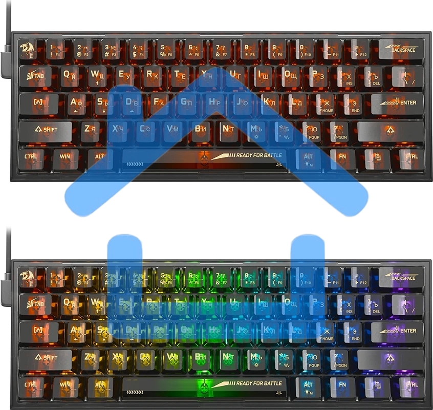 Игровая клавиатура Redragon Fizz прозрачно-черная (USB, +ICE, 61 кл., RGB подсветка)