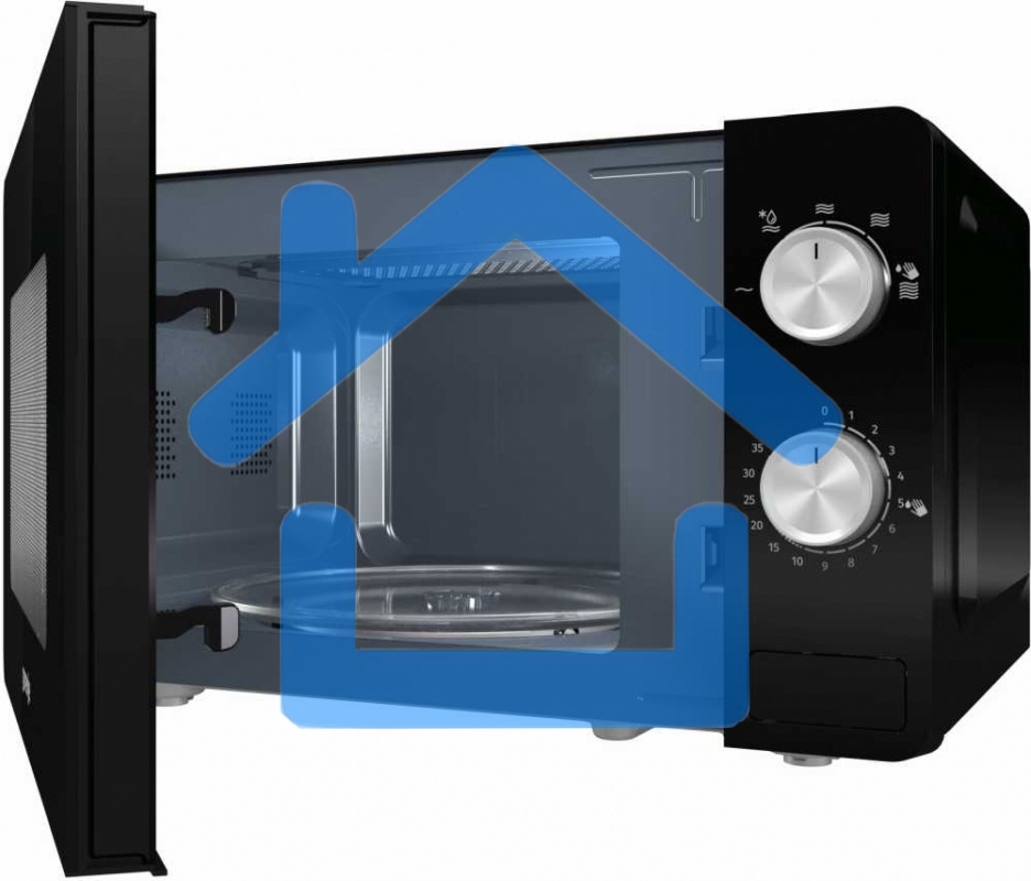 Микроволновая печь Gorenje MO20E1B черный, 20 л, 800 Вт, переключатели - поворотный механизм