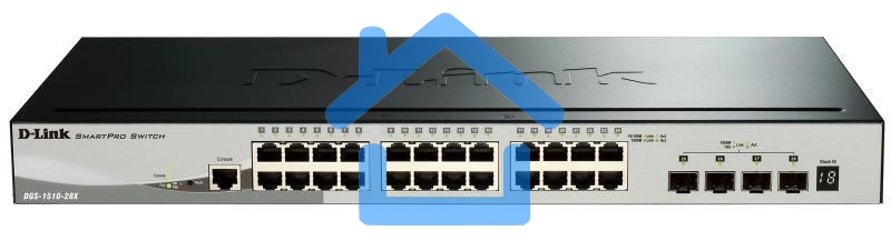 Управляемый стекируемый коммутатор D-Link DGS-1510-28XMP/A1A SmartPro с 24 портами 10/100/1000Base-T с поддержкой РоЕ и 4 портами 10G Base-X SFP+