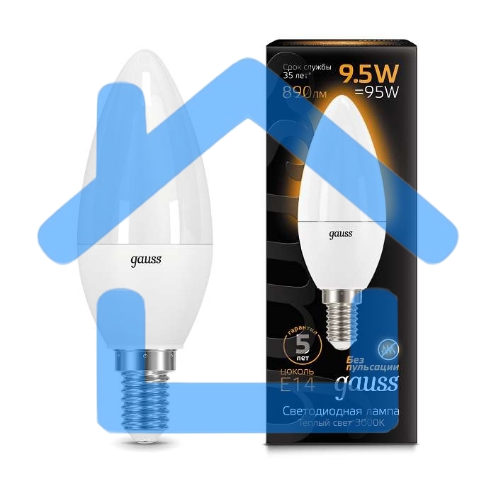 Лампа светодиодная Led Candle E14 9.5Вт 3000К Gauss 103101110