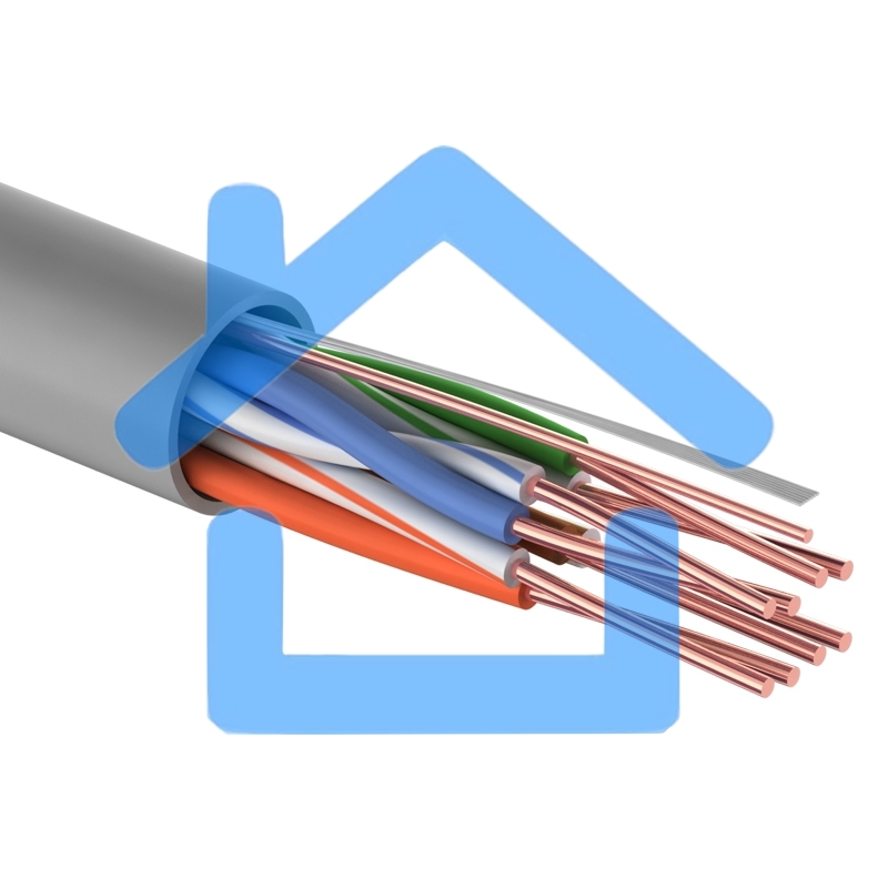 Кабель витая пара Rexant LIGHT U/UTP, категория 5e, ZH нг(А)-HF, 4PR, 24AWG, внутренний, серый, 305 м