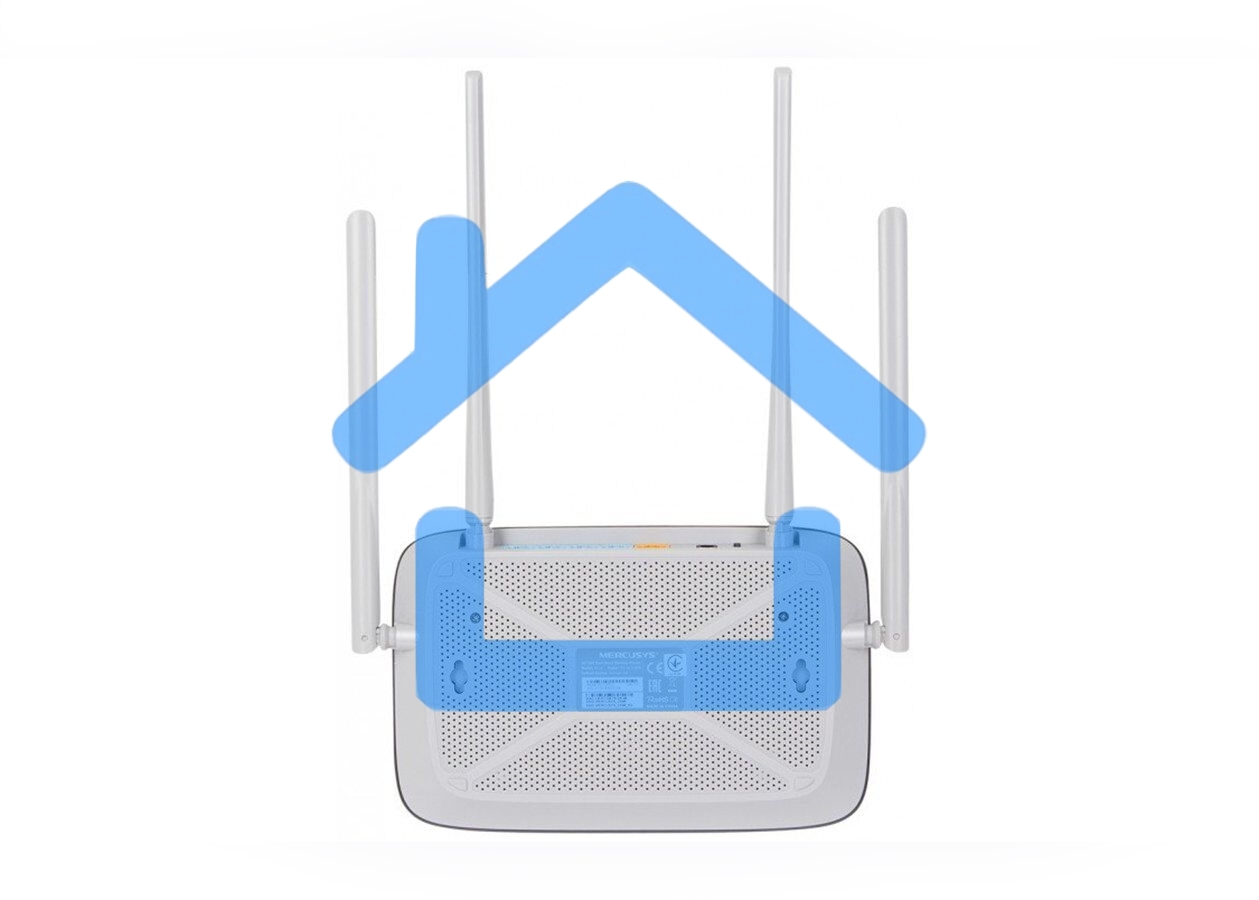 Беспроводный маршрутизатор Mercusys AC12, Dual Band, (867Мбит/с на 5 ГГц + 300Мбит/с на 2,4 ГГц)4 порта 100 Мбит/с, 4 фиксированных антенны