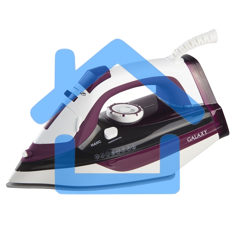 Утюг Galaxy Line GL 6108, бордовый с белым, паровой, 2400 Вт, постоянный пар 50 г/мин, паровой удар 230 г/мин, функции: автоотключение, самоочистка, антикапля, антинакипь, вертикальное отпаривание, индикатор автоотключения, индикатор нагрева, функция увла
