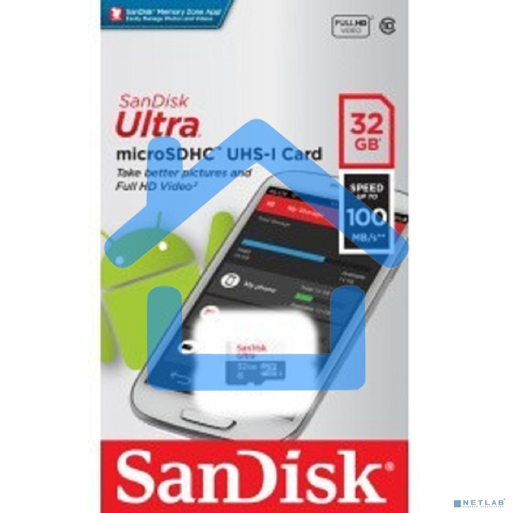Флеш карта microSD 32Gb SanDisk microSDHC Class 10 Ultra UHS-I 100MB/s