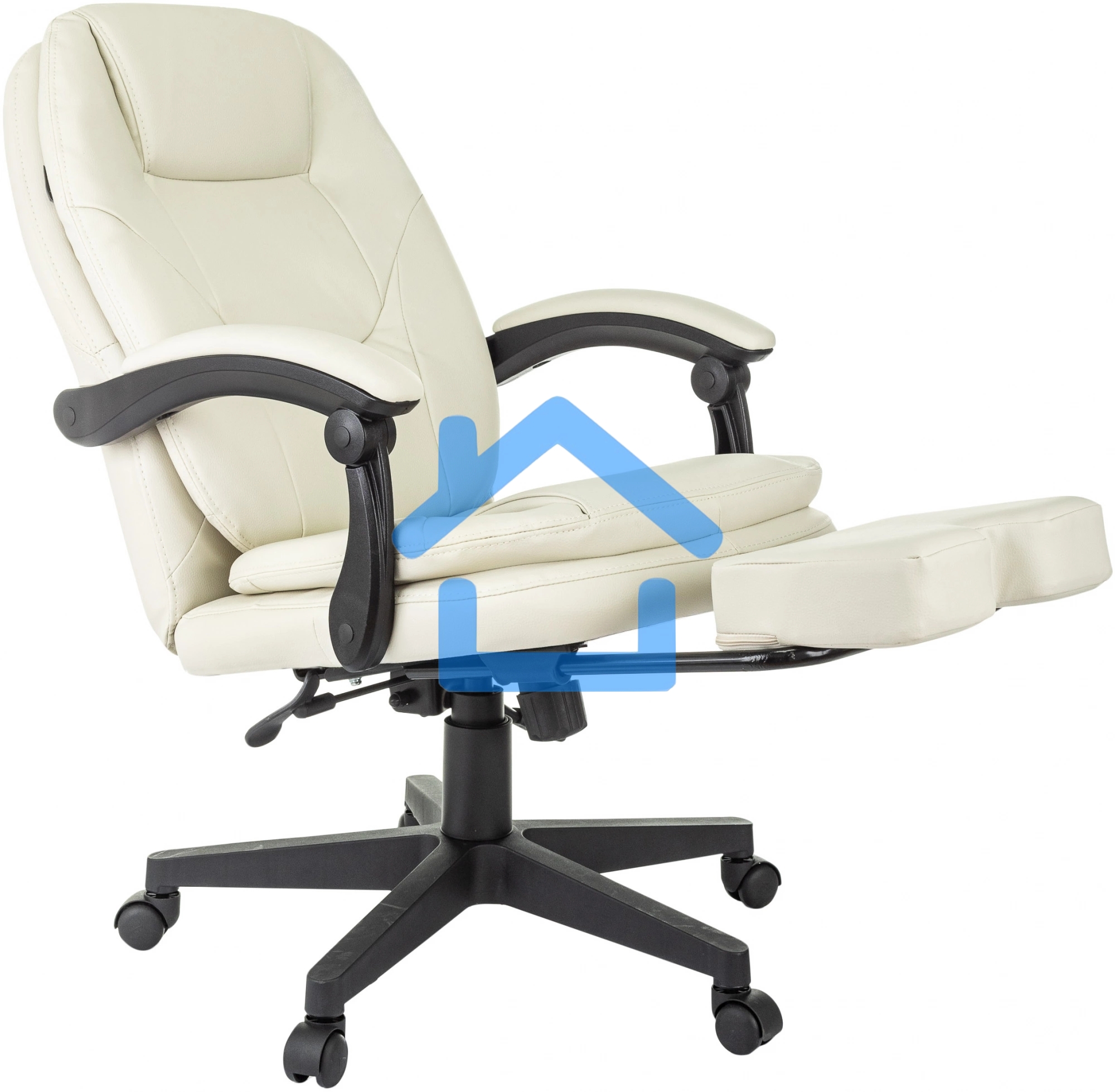 Кресло руководителя Бюрократ CH-868N-BF слоновая кость, эко.кожа, крестов. пластик, подст. для ног