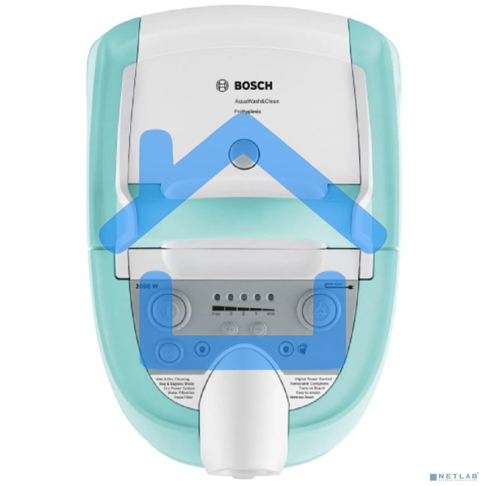 Пылесос Bosch BWD420HYG голубой, 2000 Вт, уборка сухая/влажная, пылесборник контейнер 4 л