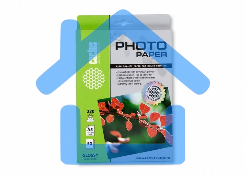 Фотобумага Cactus CS-GA523050 A5/230г/м2/50л. глянцевая для струйной печати