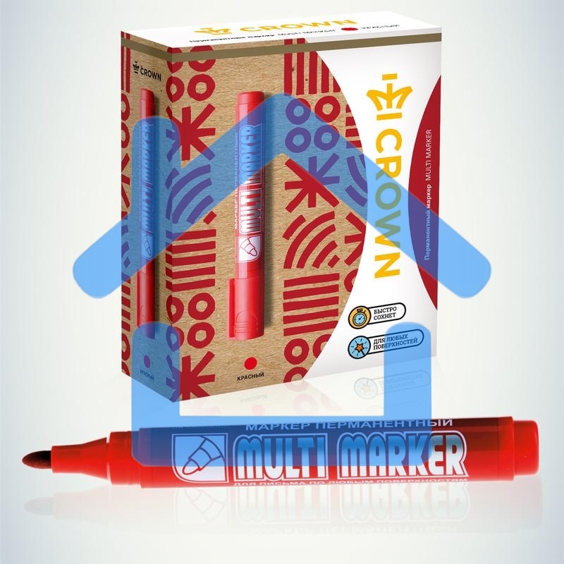 Маркер перманентный Crown Multi Marker, пулевидный 3мм, красный Б0048241