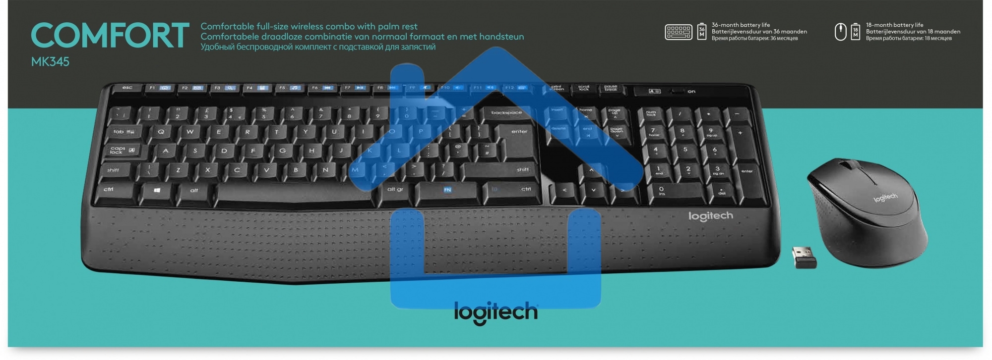 Клавиатура + мышь Logitech MK345 клав:черный мышь:черный USB 2.0 беспроводная Multimedia