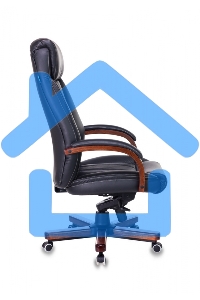 Кресло руководителя Бюрократ T-9922WALNUT/BLACK черный, кожа, крестовина дерево