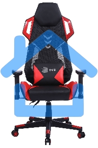 Кресло игровое Cactus CS-CHR-090BLR черный/красный, сиденье черный/красный, эко.кожа/сетка, крестовина пластик, пластик черный