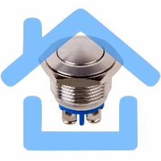 Кнопка антивандальная Ø16 Б/Фикс (2c винт) (ON)-OFF сфера Rexant