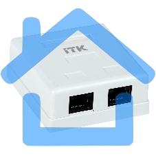 Настенная информационная розетка RJ45 8P8C, кат.5Е UTP, 2-порта, белая 