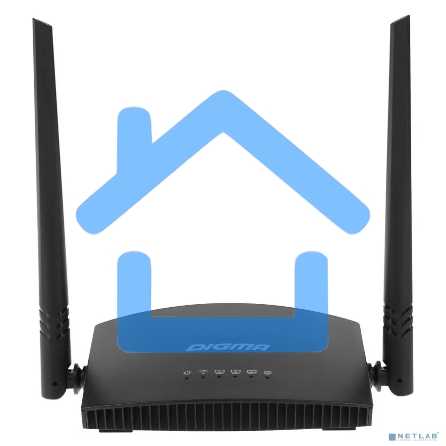 Роутер беспроводной Digma DWR-N301 N300 10/100BASE-TX черный (упак.:1шт)