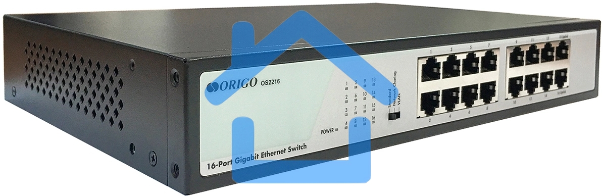 Коммутатор ORIGO Unmanaged Switch, 16x1000Base-T, 19 Rackmount Kit