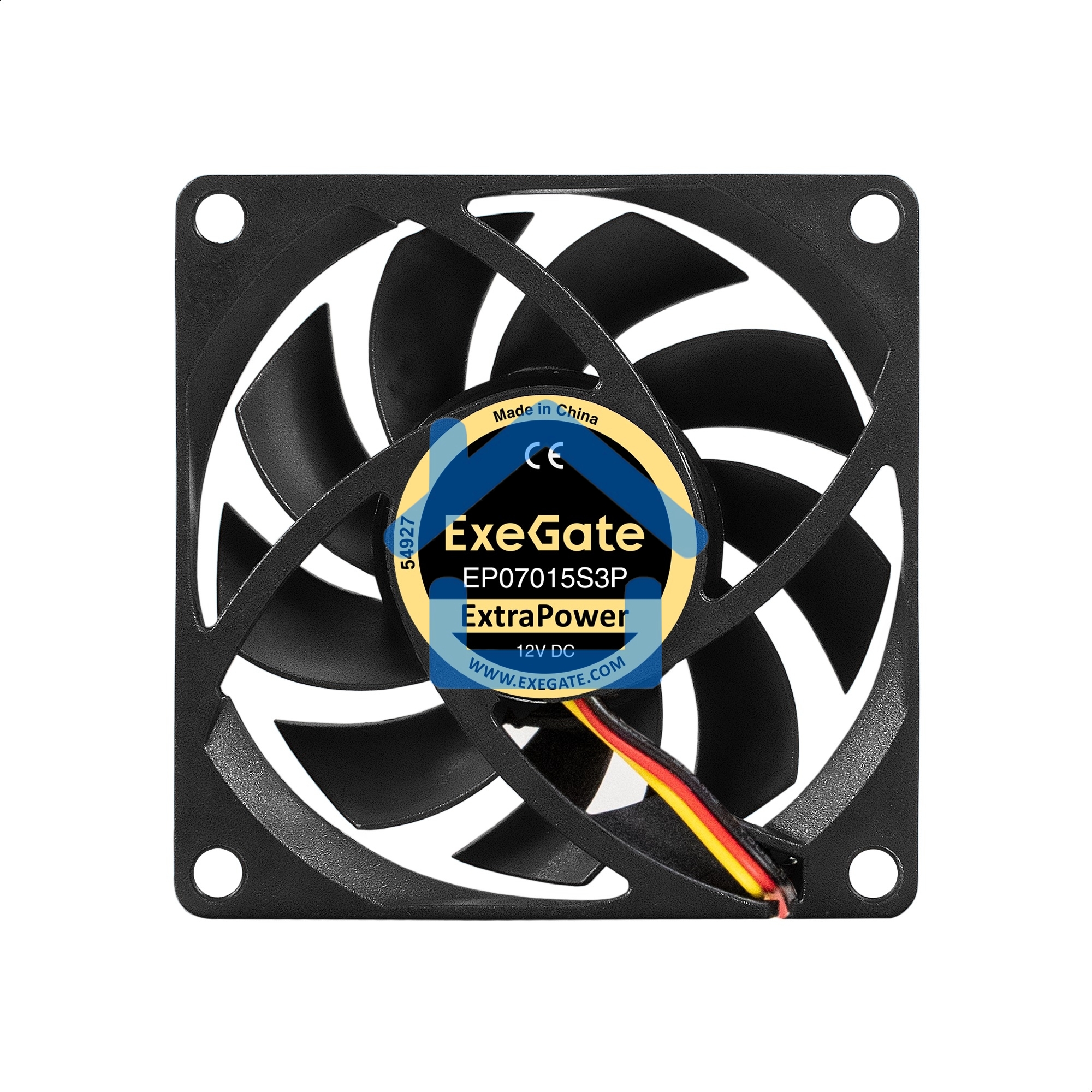 Вентилятор для корпуса ExeGate ExtraPower EP07015S3P черный, 70 мм, 3000 об/мин, 27 дБ, 3 pin