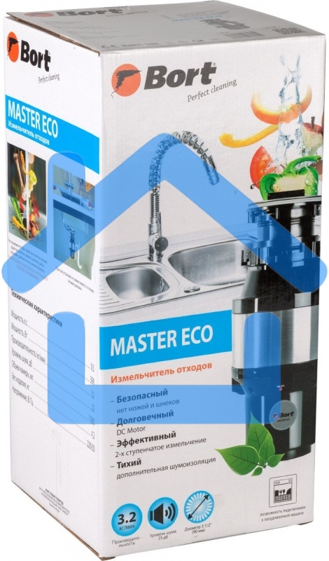 Измельчитель пищевых отходов Bort MASTER ECO (91275752) Число ступеней измельчения 2 ; Система шумоизоляции Да ; Мощность 390 Вт; Объем камеры 1000 мл; Материал камеры Металл ; Система защиты от перегрузки и заклинивания; Скорость холостого хода 2600 об/м