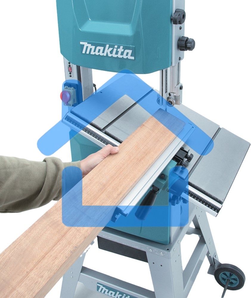Пила Makita LB1200F ленточная [LB1200F] 900Вт,400\800м\мин,рез-165х305мм,81.2кг,кор,стол на ножках,подсв,угл направляющая+5полотен