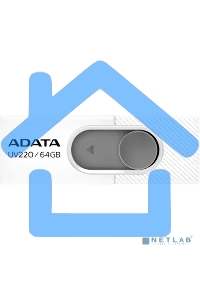 Флешка USB ADATA UV220 (AUV220-64G-RWHGY), 64 Gb, USB 2.0, R/W 15/5, белый/серый