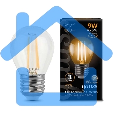 Лампа светодиодная Filament Шар E27 9Вт 2700К Gauss 105802109