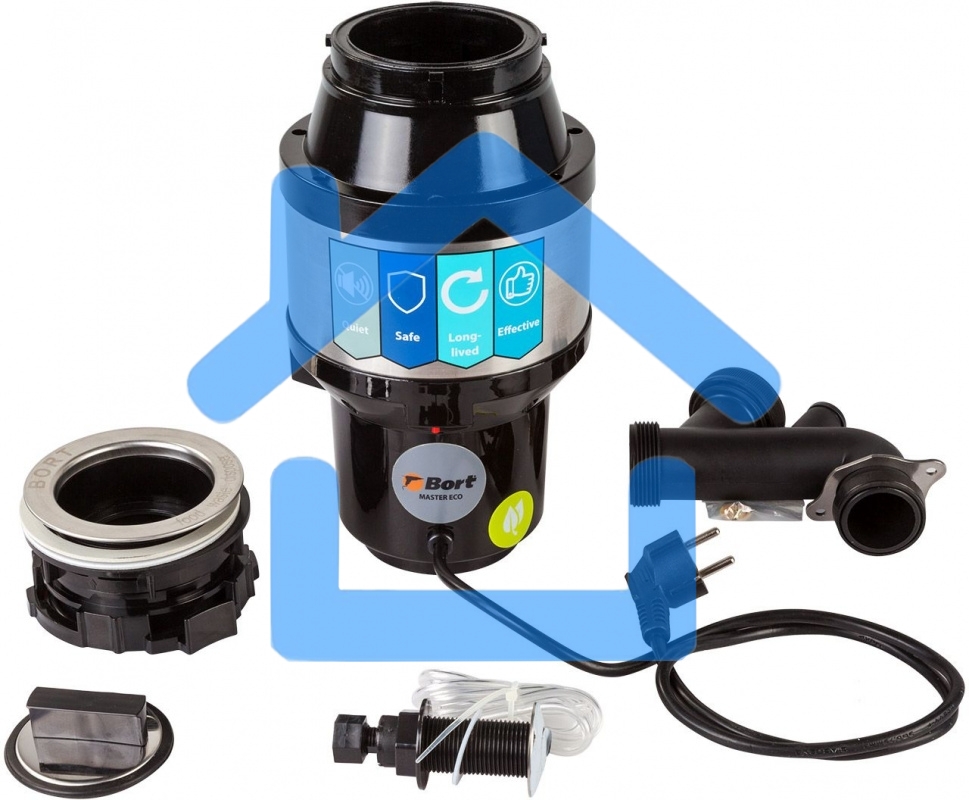 Измельчитель пищевых отходов Bort MASTER ECO (91275752) Число ступеней измельчения 2 ; Система шумоизоляции Да ; Мощность 390 Вт; Объем камеры 1000 мл; Материал камеры Металл ; Система защиты от перегрузки и заклинивания; Скорость холостого хода 2600 об/м