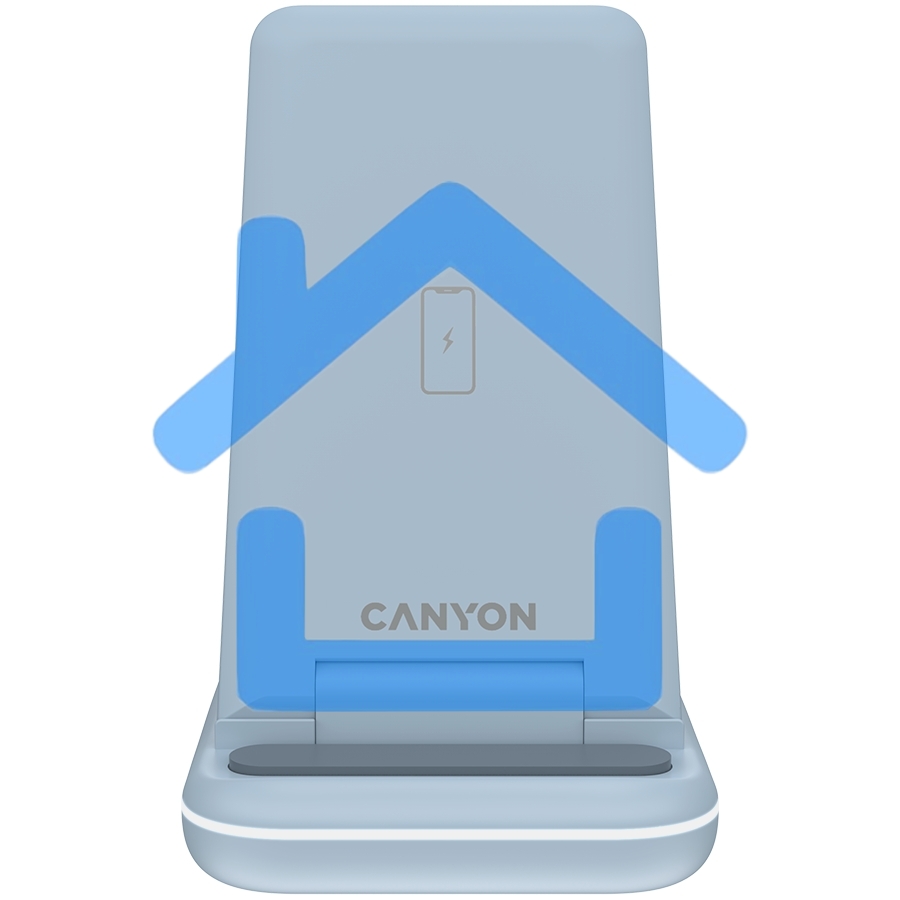 Беспроводное зарядное устройство CANYON WS-304, Foldable  3in1 Wireless charger, with touch button for Running water light, Input 9V/2A,  12V/1.5AOutput 15W/10W/7.5W/5W, Type c to USB-A cable length 1.2m, with QC18W EU plug,132.51*75*28.58mm, 0.168Kg,Blue