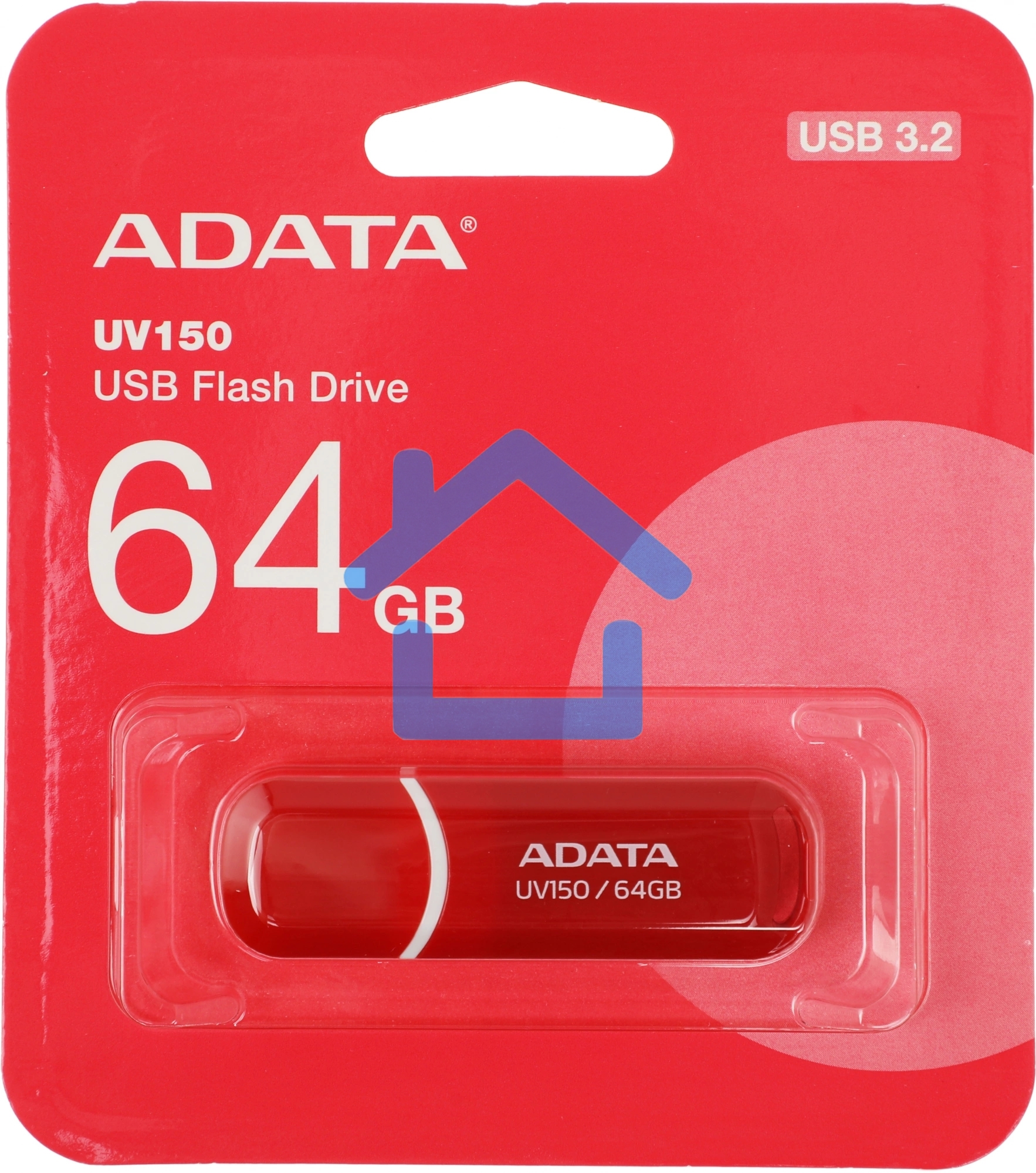 Флешка USB ADATA UV150 (AUV150-64G-RRD), 64 Gb, USB 3.0, R/W 100/30, красный