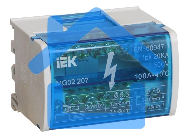 Шины на DIN-рейку в корпусе Iek YND10-2-07-100 (кросс-модуль) ШНК 2х7 L+PEN ИЭК