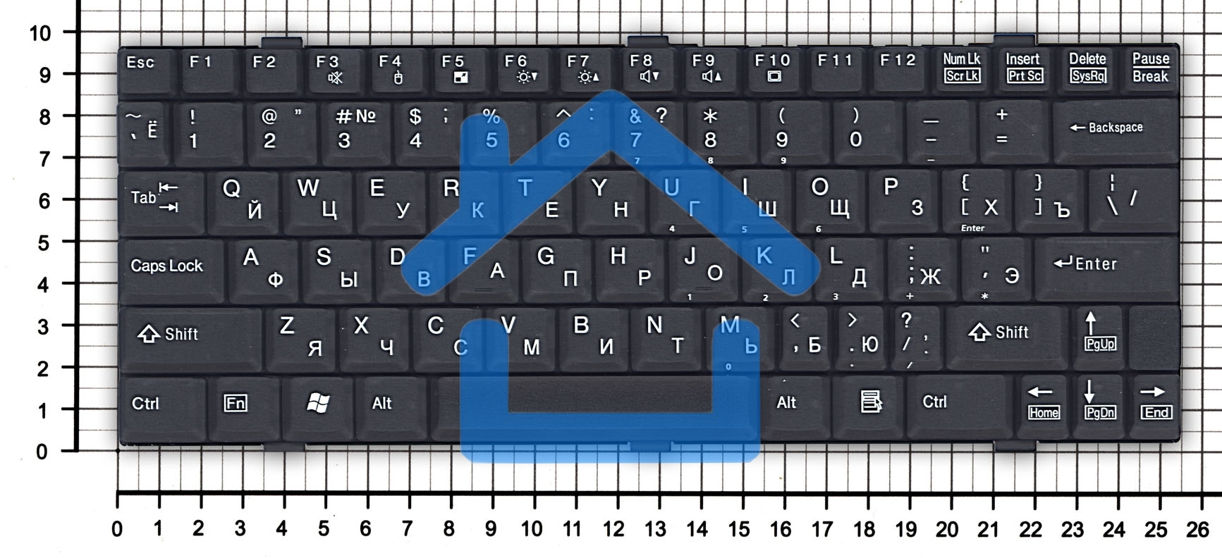 Клавиатура для ноутбука Fujitsu LifeBook P7010 черная