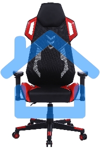 Кресло игровое Cactus CS-CHR-090BLR черный/красный, сиденье черный/красный, эко.кожа/сетка, крестовина пластик, пластик черный