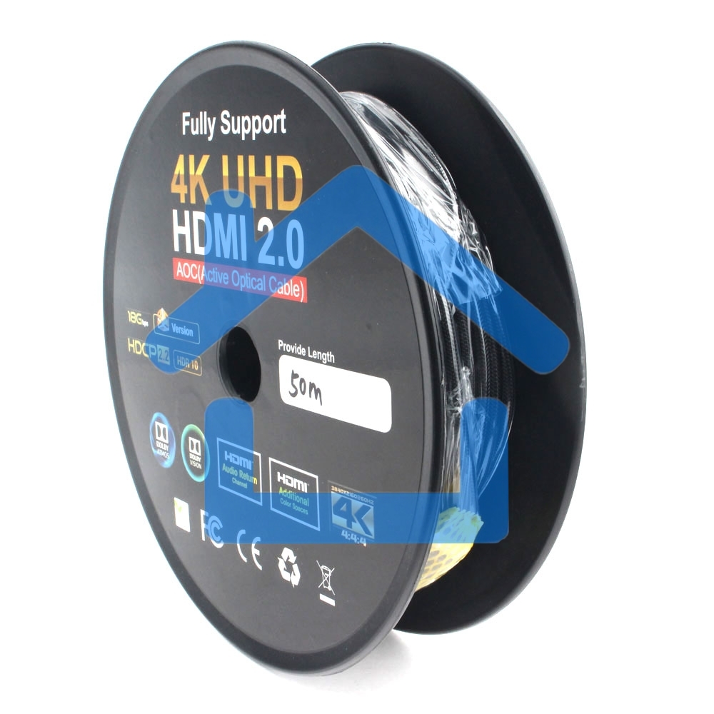 Активный оптический кабель Cablexpert HDMI, 50м, v2.0, 19M/19M, AOC Premium Series, позол.разъемы, экран, коробка