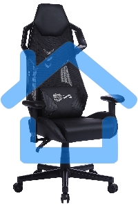 Кресло игровое Cactus CS-CHR-090BL черный, сиденье черный, эко.кожа, крестовина пластик, пластик черный